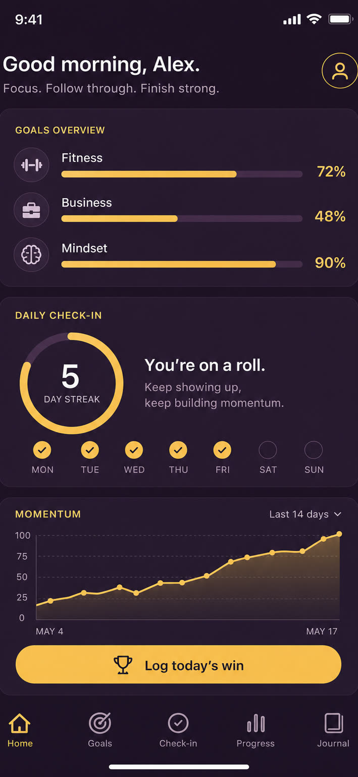 A high-fidelity Coach app screen by Apps On Tap