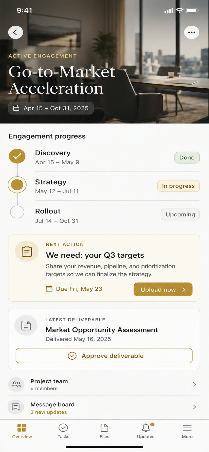 A high-fidelity Consultant app screen by Apps On Tap