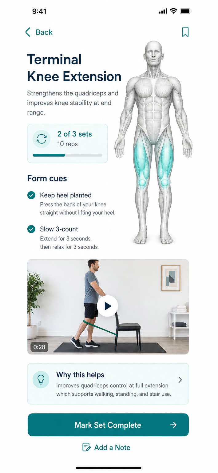 A high-fidelity Physical therapy app screen by Apps On Tap